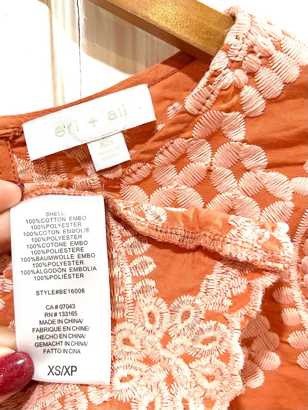 Anthropologie Eri + Ali Coralie Embroidered Top Boho Coastal Preppy Size XS - Picture 9 of 11